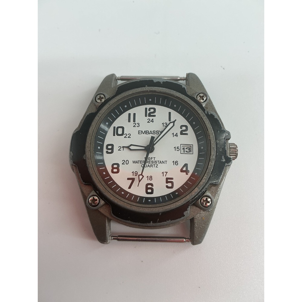Embassy Mens Field Watch Head White Dial Japan Quartz GEM1008M PC32 Date